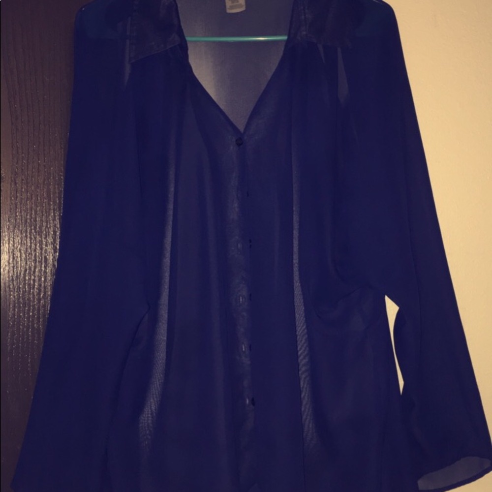 Long Sleeve Sheer Button Up